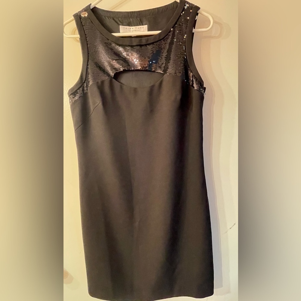 Trina Turk black sequin cocktail dress